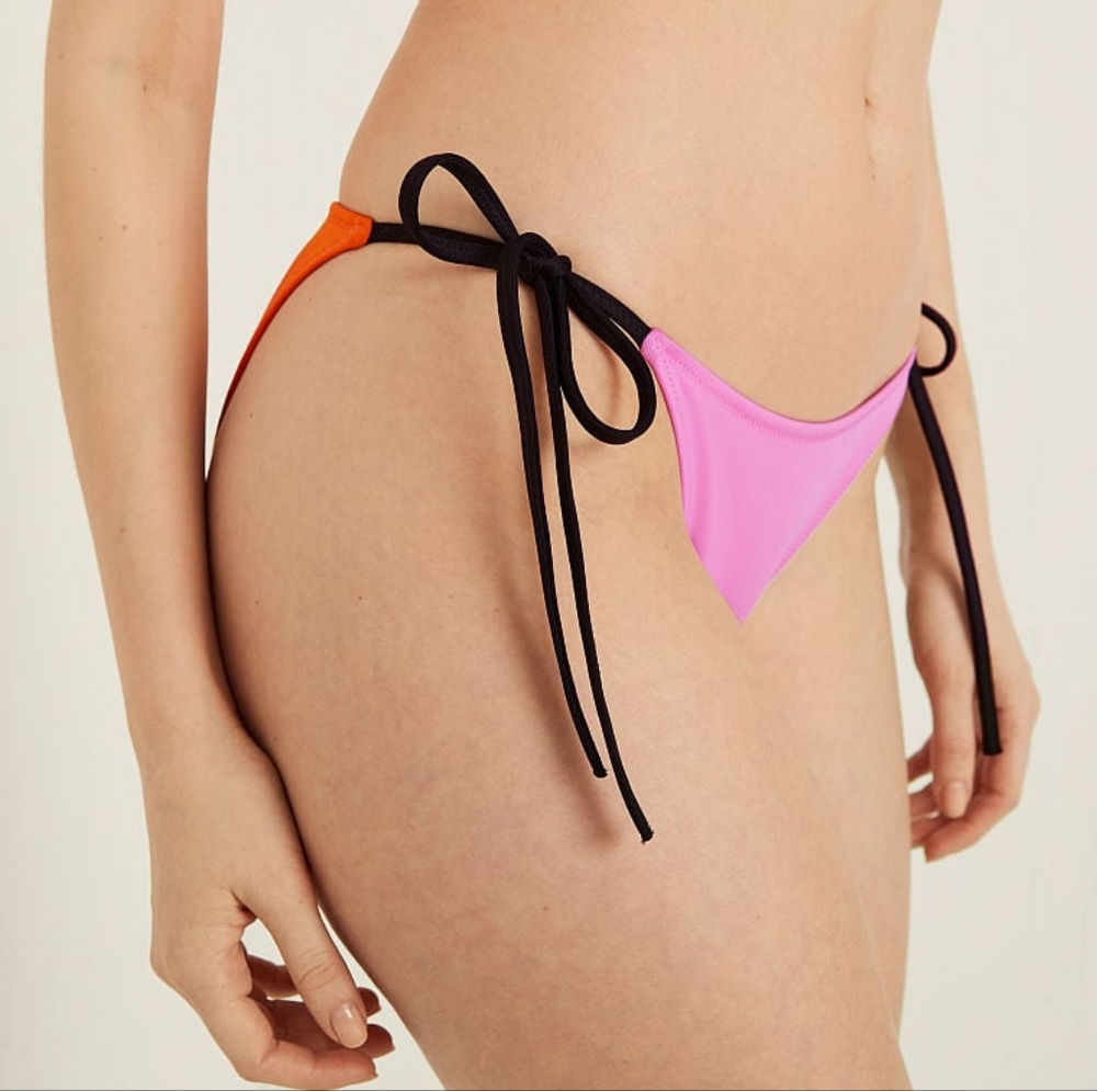 NWT Victoria's Secret PINK Side Tie Colour Block Swimsuit Bottoms